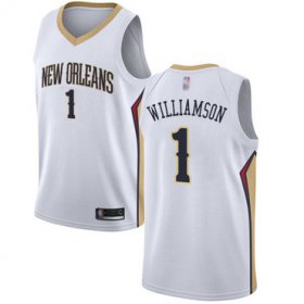 Wholesale Cheap Big Size Pelicans #1 Zion Williamson White Basketball Swingman Association Edition Jersey