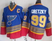 Wholesale Cheap Blues #99 Wayne Gretzky Light Blue/Red CCM Throwback Stitched NHL Jersey