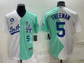 Wholesale Men\'s Los Angeles Dodgers #5 Freddie Freeman White Green Number 2022 Celebrity Softball Game Cool Base Jersey1