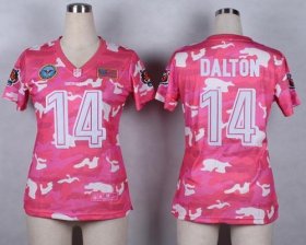 Wholesale Cheap Nike Bengals #14 Andy Dalton Pink Women\'s Stitched NFL Elite Camo Fashion Jersey