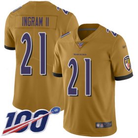 Wholesale Cheap Nike Ravens #21 Mark Ingram II Gold Men\'s Stitched NFL Limited Inverted Legend 100th Season Jersey
