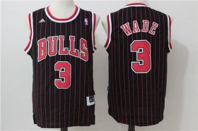 Wholesale Cheap Men\'s Chicago Bulls #3 Dwyane Wade Black Pinstripe Revolution 30 Swingman Adidas Basketball Jersey