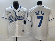 Wholesale Cheap Men's Los Angeles Dodgers #7 Julio Urias White With Patch Cool Base Stitched Baseball Jersey1