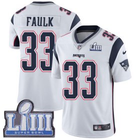 Wholesale Cheap Nike Patriots #33 Kevin Faulk White Super Bowl LIII Bound Men\'s Stitched NFL Vapor Untouchable Limited Jersey