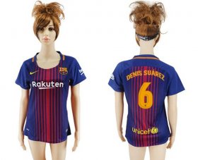 Wholesale Cheap Women\'s Barcelona #6 Denis Suarez Home Soccer Club Jersey
