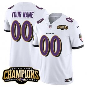 Cheap Men\'s Baltimore Ravens Active Player Custom White 2023 F.U.S.E. AFC North Champions Vapor Limited Football Stitched Jersey