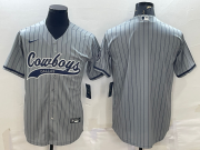 Wholesale Cheap Men's Dallas Cowboys Blank Grey Pinstripe With Patch Cool Base Stitched Baseball Jersey