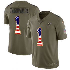 Wholesale Cheap Nike Dolphins #1 Tua Tagovailoa Olive/USA Flag Men\'s Stitched NFL Limited 2017 Salute To Service Jersey