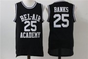 Wholesale Cheap Bel-Air Academy 25 Banks Black Stitched Basketball Jersey