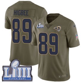 Wholesale Cheap Nike Rams #89 Tyler Higbee Olive Super Bowl LIII Bound Men\'s Stitched NFL Limited 2017 Salute To Service Jersey