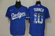 Wholesale Cheap Men's Los Angeles Dodgers #10 Justin Turner Blue Unforgettable Moment Stitched Fashion MLB Cool Base Nike Jersey