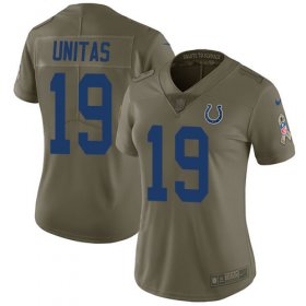 Wholesale Cheap Nike Colts #19 Johnny Unitas Olive Women\'s Stitched NFL Limited 2017 Salute to Service Jersey