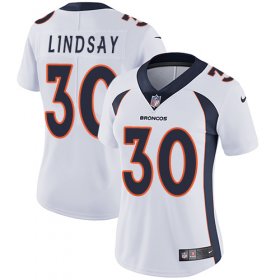 Wholesale Cheap Nike Broncos #30 Phillip Lindsay White Women\'s Stitched NFL Vapor Untouchable Limited Jersey