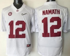 Wholesale Cheap Men\'s Alabama Crimson Tide #12 Joe Namath White 2016 Playoff Diamond Quest College Football Nike Limited Jersey
