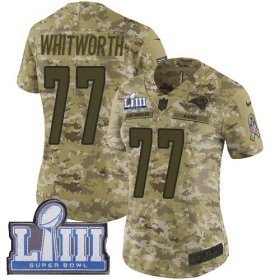 Wholesale Cheap Nike Rams #77 Andrew Whitworth Camo Super Bowl LIII Bound Women\'s Stitched NFL Limited 2018 Salute to Service Jersey