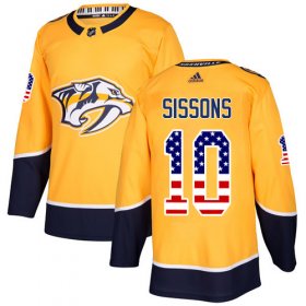 Wholesale Cheap Adidas Predators #10 Colton Sissons Yellow Home Authentic USA Flag Stitched NHL Jersey