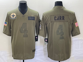 Wholesale Cheap Men\'s New Orleans Saints #4 Derek Carr NEW Olive 2019 Salute To Service Stitched NFL Nike Limited Jersey