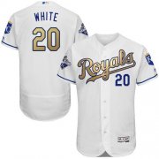 Wholesale Cheap Royals #20 Frank White White 2015 World Series Champions Gold Program FlexBase Authentic Stitched MLB Jersey