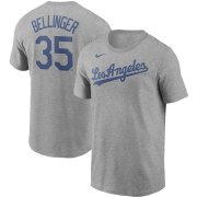 Wholesale Cheap Los Angeles Dodgers #35 Cody Bellinger Nike Name & Number T-Shirt Gray