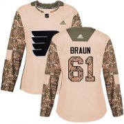 Wholesale Cheap Adidas Flyers #61 Justin Braun Camo Authentic 2017 Veterans Day Women's Stitched NHL Jersey