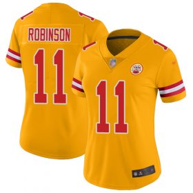 Wholesale Cheap Nike Chiefs #11 Demarcus Robinson Gold Women\'s Stitched NFL Limited Inverted Legend Jersey