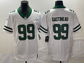 Wholesale Cheap Men\'s New York Jets #99 Mark Gastineau White 2023 F.U.S.E. Vapor Limited Throwback Stitched Football Jersey