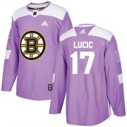 Wholesale Cheap Adidas Bruins #17 Milan Lucic Purple Authentic Fights Cancer Stitched NHL Jersey