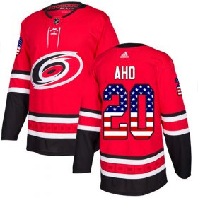 Wholesale Cheap Adidas Hurricanes #20 Sebastian Aho Red Home Authentic USA Flag Stitched Youth NHL Jersey