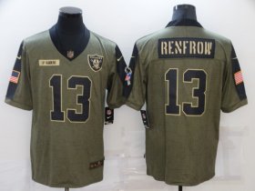 Wholesale Cheap Men\'s Las Vegas Raiders #13 Hunter Renfrow 2021 Olive Salute To Service Limited Stitched Jersey