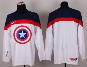 Wholesale Cheap Olympic Team USA Blank White Captain America Fashion Stitched NHL Jersey