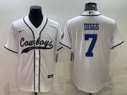 Wholesale Cheap Men's Dallas Cowboys #7 Trevon Diggs White With Patch Cool Base Stitched Baseball Jersey