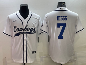Wholesale Cheap Men\'s Dallas Cowboys #7 Trevon Diggs White With Patch Cool Base Stitched Baseball Jersey