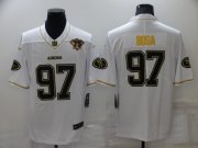Wholesale Cheap Men's San Francisco 49ers #97 Nick Bosa White 75th Patch Golden Edition Stitched NFL Nike Limited Jersey
