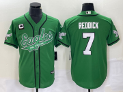 Wholesale Cheap Men's Philadelphia Eagles #7 Haason Reddick Green C Patch Cool Base Stitched Baseball Jersey