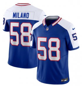 Wholesale Cheap Men\'s Buffalo Bills #58 Matt Milano Blue White 2023 F.U.S.E. Throwback Vapor Untouchable Limited Football Stitched Jersey