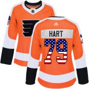 Wholesale Cheap Adidas Flyers #79 Carter Hart Orange Home Authentic USA Flag Women's Stitched NHL Jersey