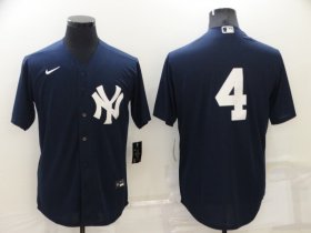 Wholesale Cheap Men\'s New York Yankees #4 Lou Gehrig No Name Black Stitched Nike Cool Base Throwback Jersey