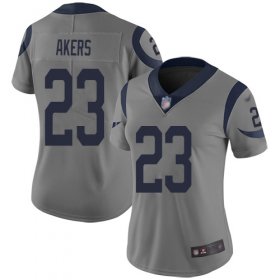 Wholesale Cheap Nike Rams #23 Cam Akers Gray Women\'s Stitched NFL Limited Inverted Legend Jersey