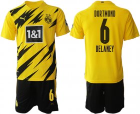 Wholesale Cheap Men 2020-2021 club Dortmund home 6 yellow Soccer Jerseys
