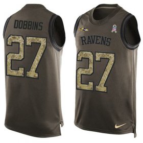 Wholesale Cheap Nike Ravens #27 J.K. Dobbins Green Men\'s Stitched NFL Limited Salute To Service Tank Top Jersey