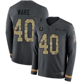 Wholesale Cheap Nike Colts #40 Spencer Ware Anthracite Salute to Service Men\'s Stitched NFL Limited Therma Long Sleeve Jersey