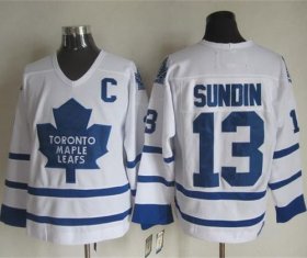 Wholesale Cheap Maple Leafs #13 Mats Sundin White CCM Throwback Stitched NHL Jersey