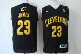 Wholesale Cheap Cleveland Cavaliers #23 LeBron James Revolution 30 Swingman Black With Gold Jersey