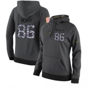 Wholesale Cheap NFL Women's Nike Los Angeles Chargers #86 Hunter Henry Stitched Black Anthracite Salute to Service Player Performance Hoodie