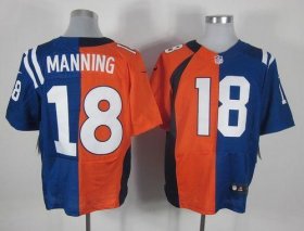Wholesale Cheap Nike Colts #18 Peyton Manning Orange/Royal Blue Men\'s Stitched NFL Elite Split Broncos Jersey