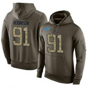Wholesale Cheap NFL Men's Nike Detroit Lions #91 A'Shawn Robinson Stitched Green Olive Salute To Service KO Performance Hoodie