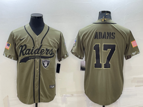 Wholesale Cheap Men\'s Las Vegas Raiders #17 Davante Adams 2022 Olive Salute to Service Cool Base Stitched Baseball Jersey