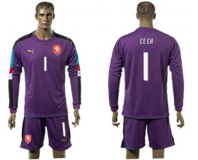 Wholesale Cheap Czech #1 Cech Purple Goalkeeper Long Sleeves Soccer Country Jersey