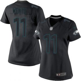 Wholesale Cheap Nike Eagles #11 Carson Wentz Black Impact Women\'s Stitched NFL Limited Jersey