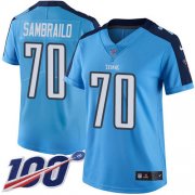 Wholesale Cheap Nike Titans #70 Ty Sambrailo Light Blue Women's Stitched NFL Limited Rush 100th Season Jersey